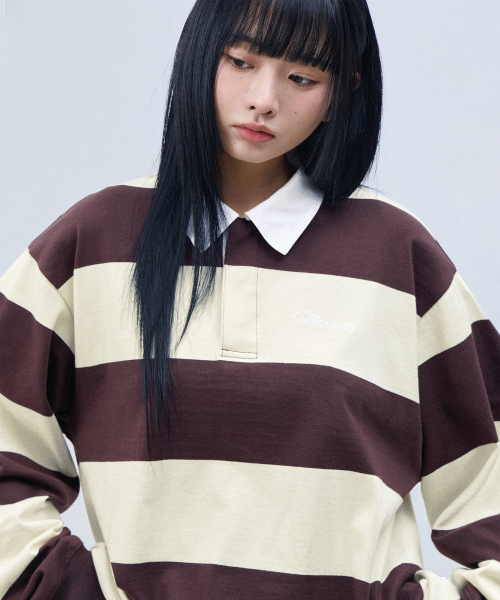 F.ILLUMINATE(フィルミネイト)の「ストライプラグビー長袖-ワイン(Tシャツ/カットソー・レディース・その他・SMALL/MEDIUM/LARGE)」の3枚目の写真