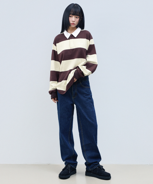 F.ILLUMINATE(フィルミネイト)の「ストライプラグビー長袖-ワイン(Tシャツ/カットソー・レディース・その他・SMALL/MEDIUM/LARGE)」の4枚目の写真