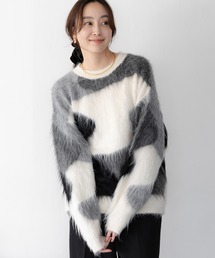 抽象柄シャギーニット/621806