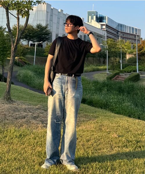 MUSINSA STANDARD（ムシンサスタンダード）の「[クールタンダード] リラックスフィットクルーネックTシャツ [ブラック]（Tシャツ/カットソー・メンズ・その他・SMALL/MEDIUM/LARGE/X-LARGE/XX-LARGE/XXX-LARGE）」の2枚目の写真