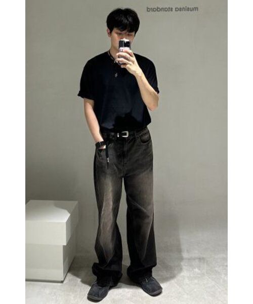 MUSINSA STANDARD（ムシンサスタンダード）の「[クールタンダード] リラックスフィットクルーネックTシャツ [ブラック]（Tシャツ/カットソー・メンズ・その他・SMALL/MEDIUM/LARGE/X-LARGE/XX-LARGE/XXX-LARGE）」の12枚目の写真