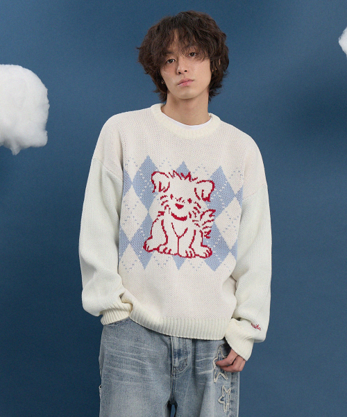 WaiKei(ワイケイ)の「図面パフィーアーガイルニットブラウン(ニット/セーター・レディース・その他・1/2)」の7枚目の写真
