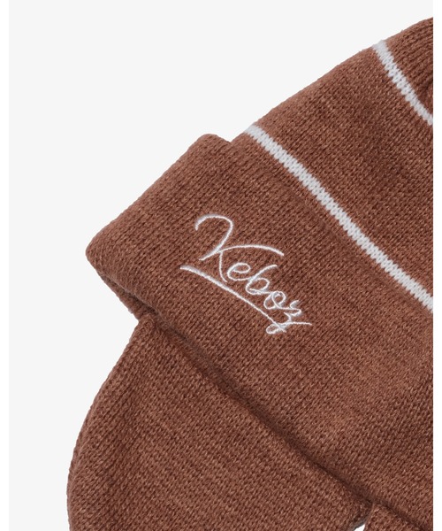 KEBOZ（ケボズ）の「EARFLAP BEANIE（ニットキャップ/ビーニー・メンズ・ブラック/ベージュ・FREE）」の4枚目の写真