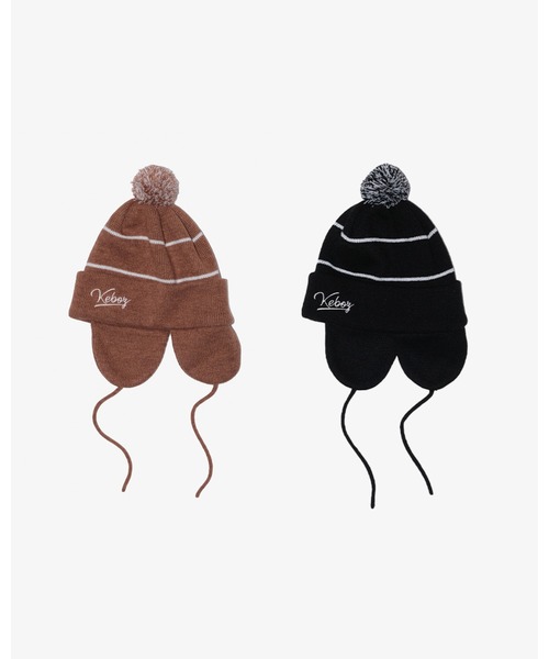 KEBOZ（ケボズ）の「EARFLAP BEANIE（ニットキャップ/ビーニー・メンズ・ブラック/ベージュ・FREE）」の7枚目の写真