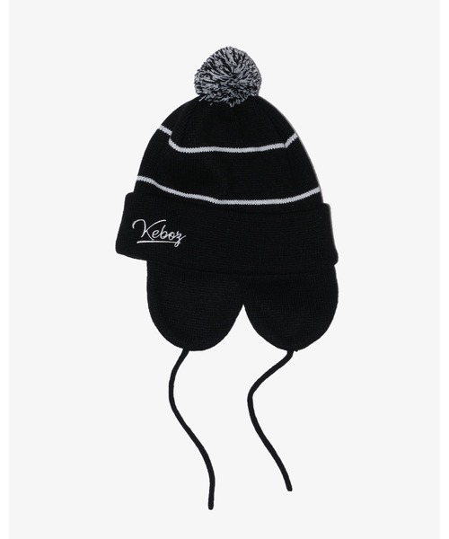 KEBOZ（ケボズ）の「EARFLAP BEANIE（ニットキャップ/ビーニー・メンズ・ブラック/ベージュ・FREE）」の6枚目の写真