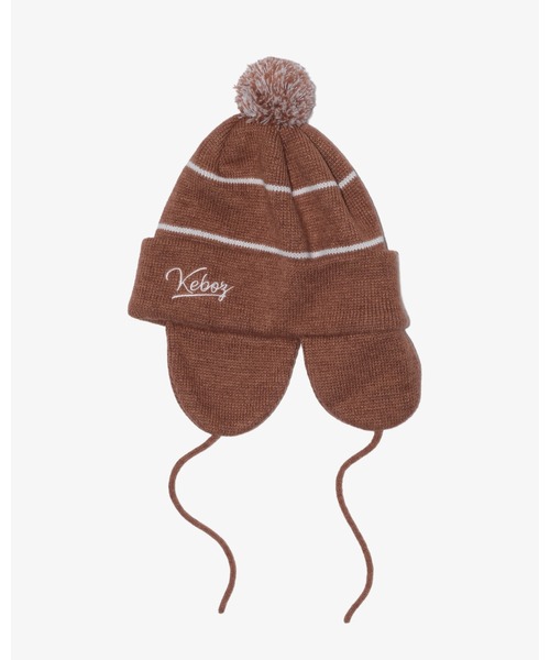 KEBOZ（ケボズ）の「EARFLAP BEANIE（ニットキャップ/ビーニー・メンズ・ブラック/ベージュ・FREE）」の5枚目の写真