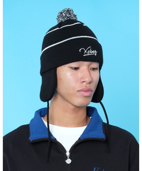 KEBOZ（ケボズ）の「EARFLAP BEANIE（ニットキャップ/ビーニー・メンズ・ブラック/ベージュ・FREE）」の11枚目の写真