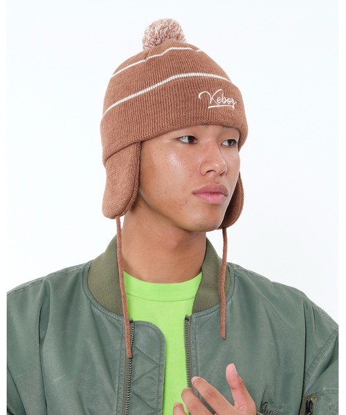 KEBOZ（ケボズ）の「EARFLAP BEANIE（ニットキャップ/ビーニー・メンズ・ブラック/ベージュ・FREE）」の9枚目の写真
