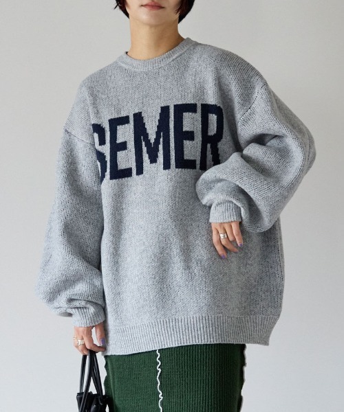 pocket(ポケット)の「ジャガードロゴニットプルオーバー(ニット/セーター・レディース・ネイビー/ライトグレー/チャコールグレー・FREE)」の3枚目の写真