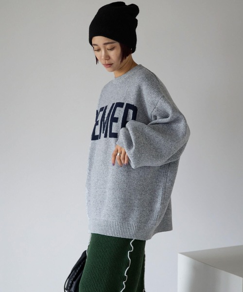 pocket(ポケット)の「ジャガードロゴニットプルオーバー(ニット/セーター・レディース・ネイビー/ライトグレー/チャコールグレー・FREE)」の5枚目の写真