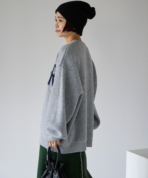 pocket(ポケット)の「ジャガードロゴニットプルオーバー(ニット/セーター・レディース・ネイビー/ライトグレー/チャコールグレー・FREE)」の7枚目の写真