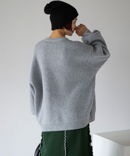 pocket(ポケット)の「ジャガードロゴニットプルオーバー(ニット/セーター・レディース・ネイビー/ライトグレー/チャコールグレー・FREE)」の8枚目の写真