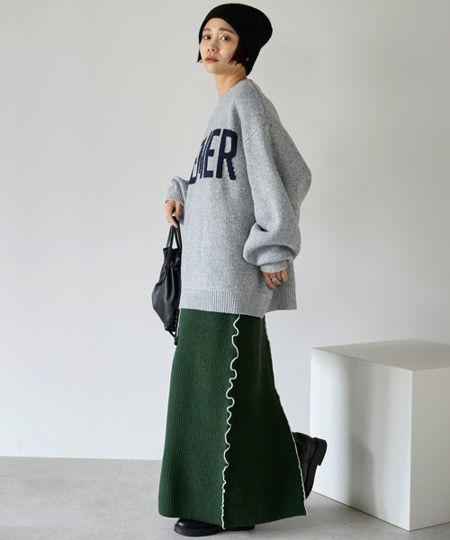 pocket(ポケット)の「ジャガードロゴニットプルオーバー(ニット/セーター・レディース・ネイビー/ライトグレー/チャコールグレー・FREE)」の10枚目の写真