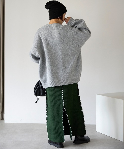 pocket(ポケット)の「ジャガードロゴニットプルオーバー(ニット/セーター・レディース・ネイビー/ライトグレー/チャコールグレー・FREE)」の11枚目の写真