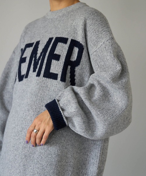 pocket(ポケット)の「ジャガードロゴニットプルオーバー(ニット/セーター・レディース・ネイビー/ライトグレー/チャコールグレー・FREE)」の14枚目の写真