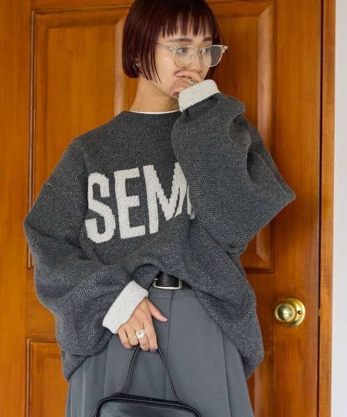 pocket(ポケット)の「ジャガードロゴニットプルオーバー(ニット/セーター・レディース・ネイビー/ライトグレー/チャコールグレー・FREE)」の16枚目の写真