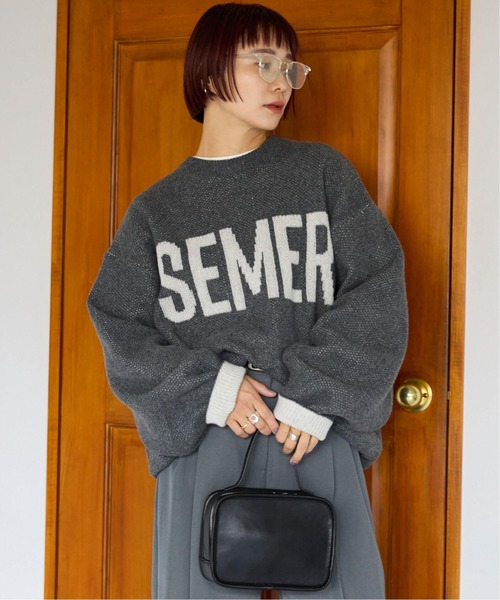 pocket(ポケット)の「ジャガードロゴニットプルオーバー(ニット/セーター・レディース・ネイビー/ライトグレー/チャコールグレー・FREE)」の17枚目の写真