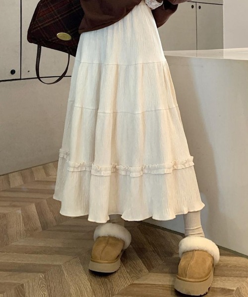 SallyLunn(サリーラン)の「ティアードロングスカート(スカート・レディース・ブラウン/ブラック/アイボリー・MEDIUM/LARGE)」の2枚目の写真