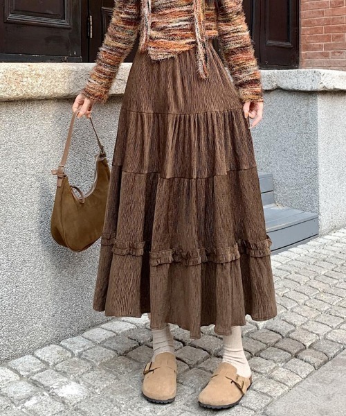 SallyLunn(サリーラン)の「ティアードロングスカート(スカート・レディース・ブラウン/ブラック/アイボリー・MEDIUM/LARGE)」の6枚目の写真