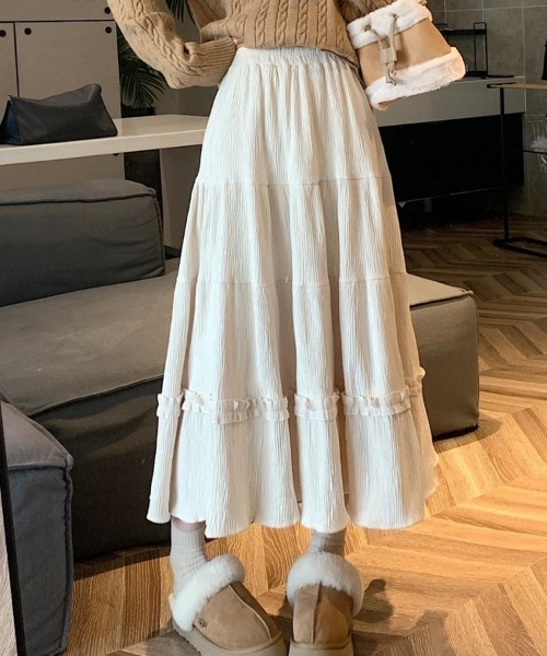 SallyLunn(サリーラン)の「ティアードロングスカート(スカート・レディース・ブラウン/ブラック/アイボリー・MEDIUM/LARGE)」の13枚目の写真