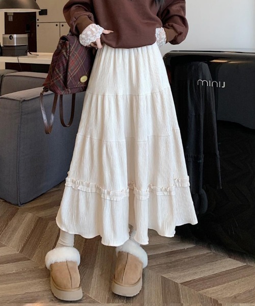 SallyLunn(サリーラン)の「ティアードロングスカート(スカート・レディース・ブラウン/ブラック/アイボリー・MEDIUM/LARGE)」の11枚目の写真