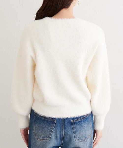 natural couture（ナチュラルクチュール）の「ふんわりシャギービジューニット（ニット/セーター・レディース・チャコールグレー/オフホワイト/ライトグレー・FREE）」の13枚目の写真