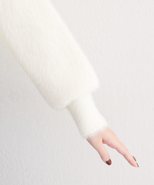 natural couture（ナチュラルクチュール）の「ふんわりシャギービジューニット（ニット/セーター・レディース・チャコールグレー/オフホワイト/ライトグレー・FREE）」の11枚目の写真
