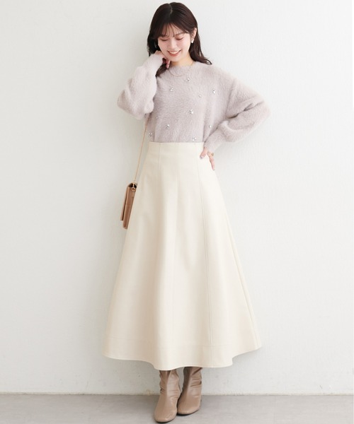 natural couture（ナチュラルクチュール）の「ふんわりシャギービジューニット（ニット/セーター・レディース・チャコールグレー/オフホワイト/ライトグレー・FREE）」の17枚目の写真