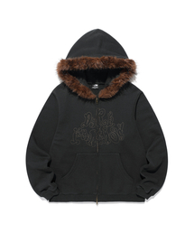 DARK FANTASY FUR HOODIE ZIP UP_BLACK(NG2FFUM491A)