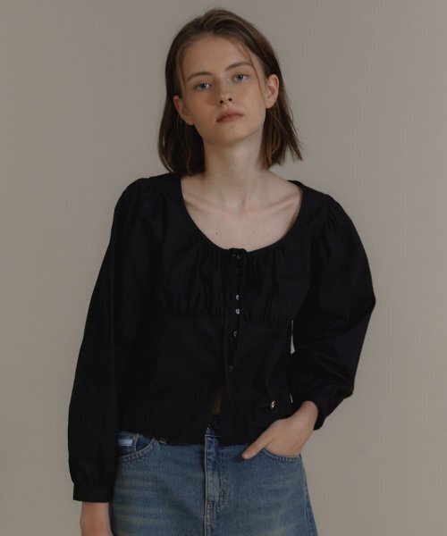 ANOETIC(アノエティック)の「ANC LONG SLEEVE RIBBON PUFF BLOUSE_BLACK(シャツ/ブラウス・レディース・その他・FREE)」の1枚目の写真