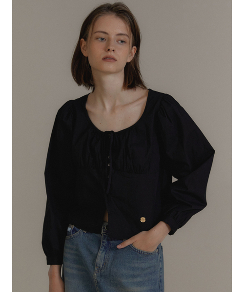 ANOETIC(アノエティック)の「ANC LONG SLEEVE RIBBON PUFF BLOUSE_BLACK(シャツ/ブラウス・レディース・その他・FREE)」の2枚目の写真