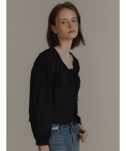 ANOETIC(アノエティック)の「ANC LONG SLEEVE RIBBON PUFF BLOUSE_BLACK(シャツ/ブラウス・レディース・その他・FREE)」の4枚目の写真