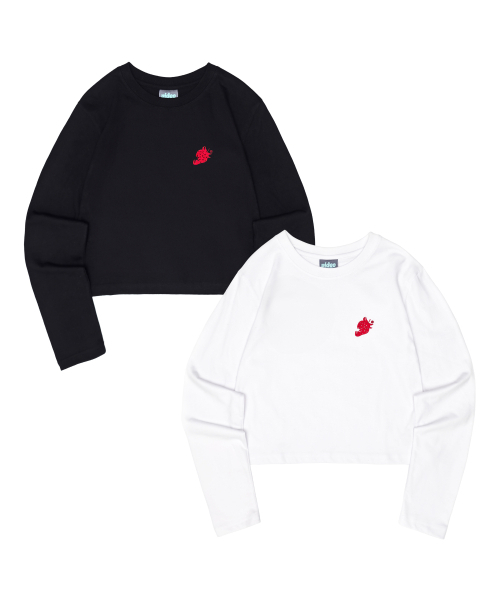 Video Jockey（ビデオジョッキー）の「スモールスタベリーLSクロップTシャツ[ブラック]（Tシャツ/カットソー・レディース・ブラック・FREE）」の2枚目の写真