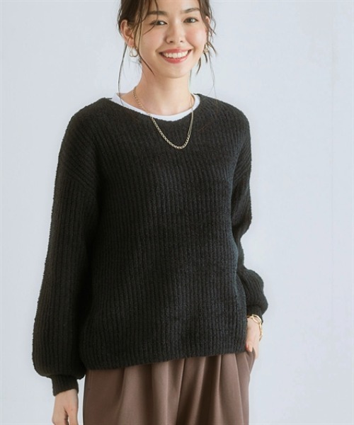 nissen(ニッセン)の「ふんわりやわらかVネック軽量ニット<大きいサイズ有>(ニット/セーター・レディース・ライトグレー/チェリーピンク/ブルーグリーン/ブラック・S/L/M/LL/4L/3L)」の2枚目の写真