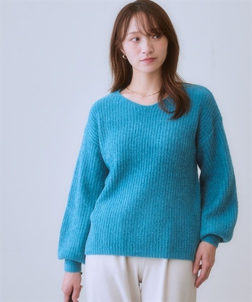nissen(ニッセン)の「ふんわりやわらかVネック軽量ニット<大きいサイズ有>(ニット/セーター・レディース・ライトグレー/チェリーピンク/ブルーグリーン/ブラック・S/L/M/LL/4L/3L)」の15枚目の写真