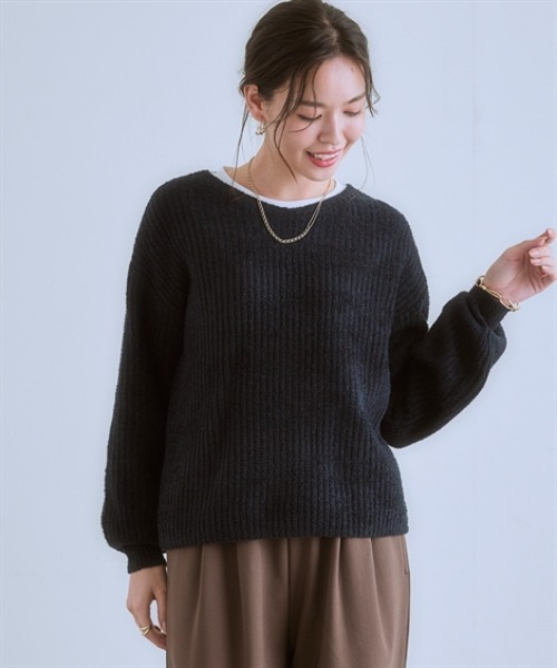 nissen(ニッセン)の「ふんわりやわらかVネック軽量ニット<大きいサイズ有>(ニット/セーター・レディース・ライトグレー/チェリーピンク/ブルーグリーン/ブラック・S/L/M/LL/4L/3L)」の6枚目の写真