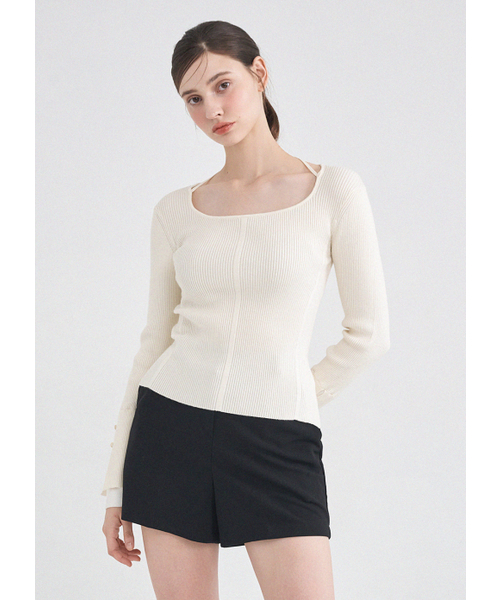 MICANE(ミケーネ)の「コラレイヤードニット(ニット/セーター・レディース・クリーム/ダークグレー・MEDIUM/LARGE/X-LARGE/SMALL)」の7枚目の写真