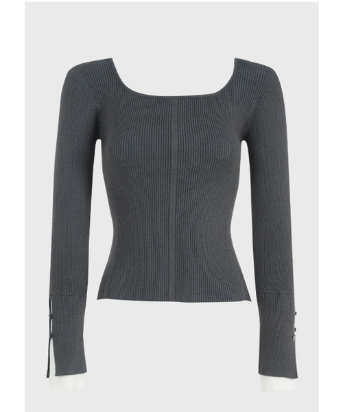 MICANE(ミケーネ)の「コラレイヤードニット(ニット/セーター・レディース・クリーム/ダークグレー・MEDIUM/LARGE/X-LARGE/SMALL)」の12枚目の写真