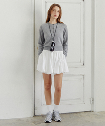 camel blend crewneck cardigan - melange grey