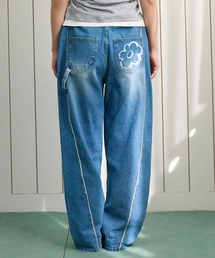 OURSAYSOUR（アワーセイアワー）の「アワーフラワーウォッシュドデニムブルー（デニムパンツ）」