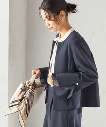 ダブル クロス 重ね袖 ノーカラー ジャケット（セレモニー対応可）