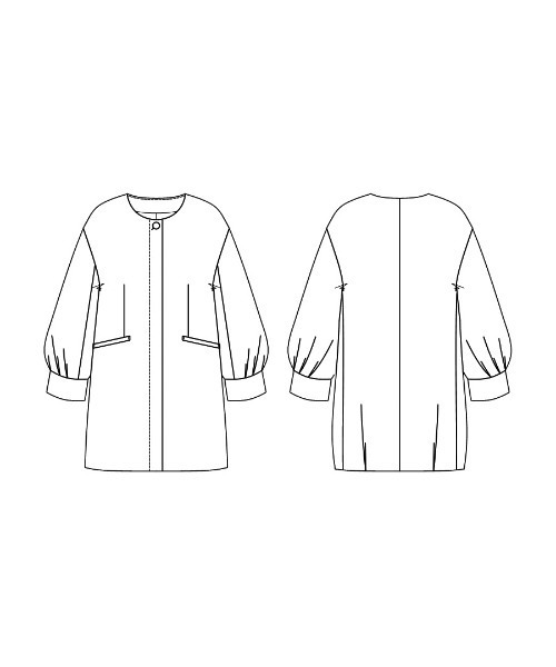 White Collection(ホワイトコレクション)の「多機能すぎるコート【UVカット・速乾・接触冷感・防シワ・ストレッチ・洗える】ダブルピケクロス・ボリューム袖コクーンシルエットライトコート(ノーカラーコート・レディース・ネイビー/グレイッシュベージュ/ブラック・M/L)」の12枚目の写真