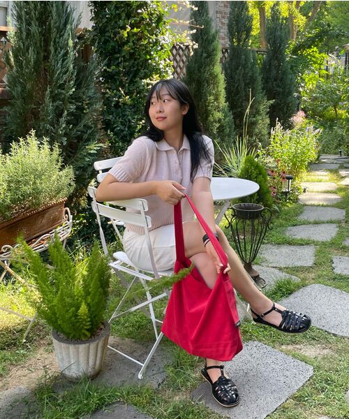 FASCIERA（ファシエラ）の「男女共用ルーズフィットキャンバスショルダーバッグ_リブラ07（ショルダーバッグ・メンズ・ブラック/レッド/グリーン・FREE）」の11枚目の写真