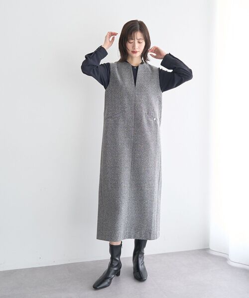 YECCA VECCA(イェッカヴェッカ)の「キーネックジャンスカ(ジャンパースカート・レディース・ブラック/ライトベージュ/その他6・FREE)」の5枚目の写真