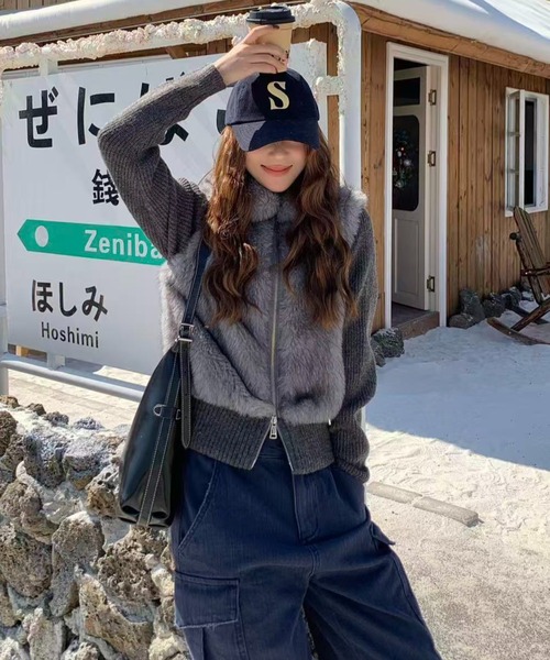 AsRiRe(アスリレイ)の「25aw 袖取り外し/2WAYフェイクファーニットカーディガン(カーディガン/ボレロ・レディース・ブラック/アイボリー/グレー・M)」の20枚目の写真