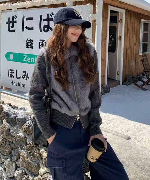 AsRiRe(アスリレイ)の「25aw 袖取り外し/2WAYフェイクファーニットカーディガン(カーディガン/ボレロ・レディース・ブラック/アイボリー/グレー・M)」の21枚目の写真