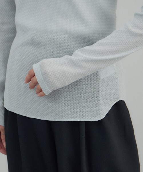 SALON adam et rope'(サロン アダム エ ロペ)の「鹿の子フライスヘンリーネックプルオーバー(Tシャツ/カットソー・レディース・ブラック/サックスブルー/オフホワイト・FREE)」の21枚目の写真