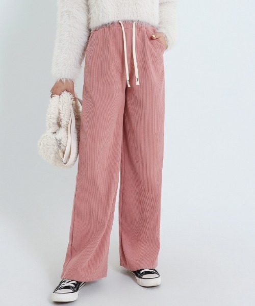 ONEP STAR（ワンピスター）の「裏起毛コーデュロイワイドパンツ（その他パンツ・レディース・カーキ/ブラック/ダークグレー/ダークブラウン/ホワイト/ピンク・X-LARGE/LARGE/MEDIUM/SMALL）」の6枚目の写真