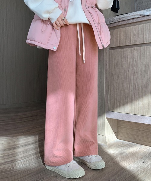 ONEP STAR（ワンピスター）の「裏起毛コーデュロイワイドパンツ（その他パンツ・レディース・カーキ/ブラック/ダークグレー/ダークブラウン/ホワイト/ピンク・X-LARGE/LARGE/MEDIUM/SMALL）」の7枚目の写真