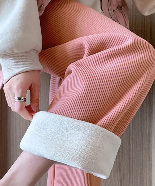 ONEP STAR（ワンピスター）の「裏起毛コーデュロイワイドパンツ（その他パンツ・レディース・カーキ/ブラック/ダークグレー/ダークブラウン/ホワイト/ピンク・X-LARGE/LARGE/MEDIUM/SMALL）」の9枚目の写真